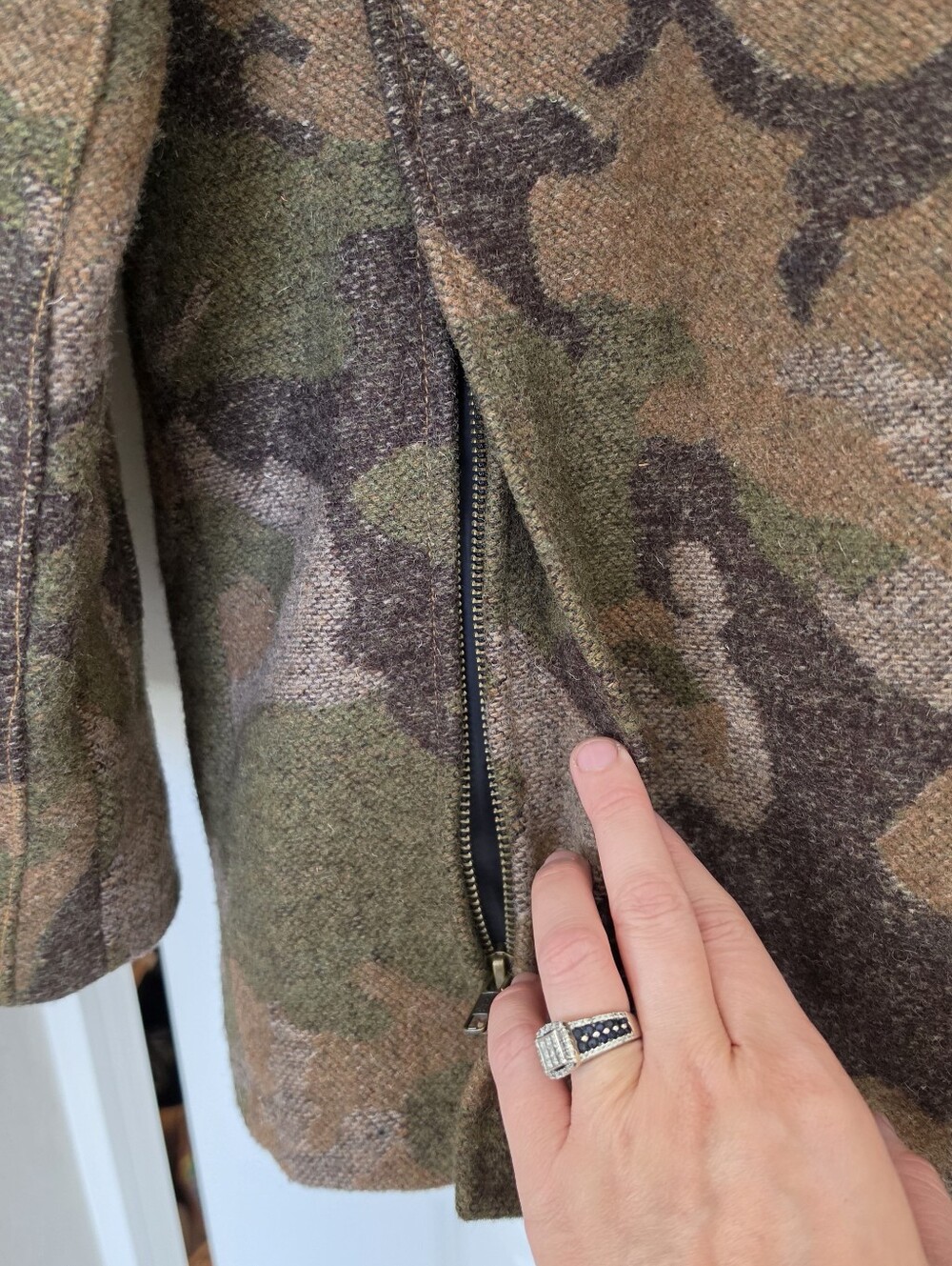L.L. Bean Wool Camo Hunting Jacket Mens Large Insulated Field Coat Gorpcore - Picture 6 of 16